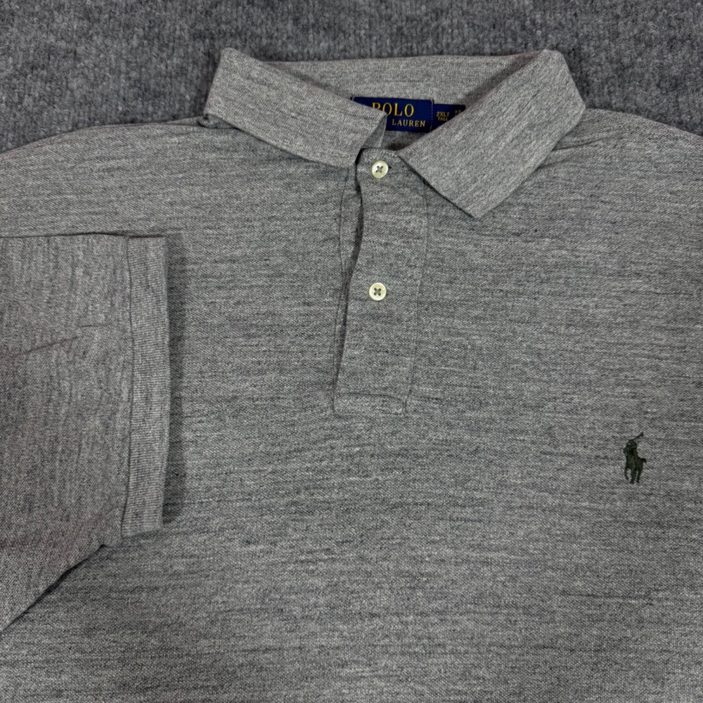 Polo Ralph Lauren Polo Shirt Short Sleeve Mens 2XLT Gray 100% Cotton EUC